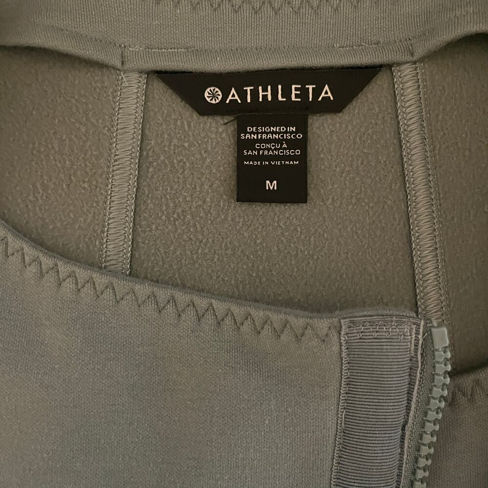 Athleta Fleece Lightweight Asymmetrical Zip Moto Jacket Sage Green Size M - Picture 6 of 6